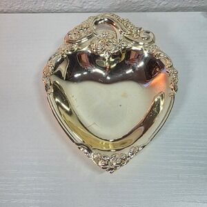 Vintage Heart Trinket silver plate Dish Tarnish Resistant  Plate Japan